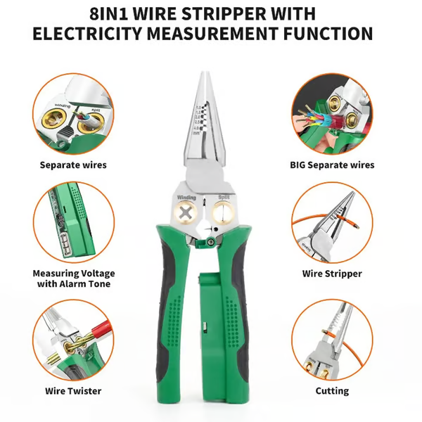 9-in-1 Wire Strippers with Electrical Tester